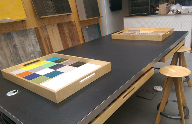 Located on Great Titchfield Street, Material Lab provides architects with a drop-in design studio where they can explore surface coverings.